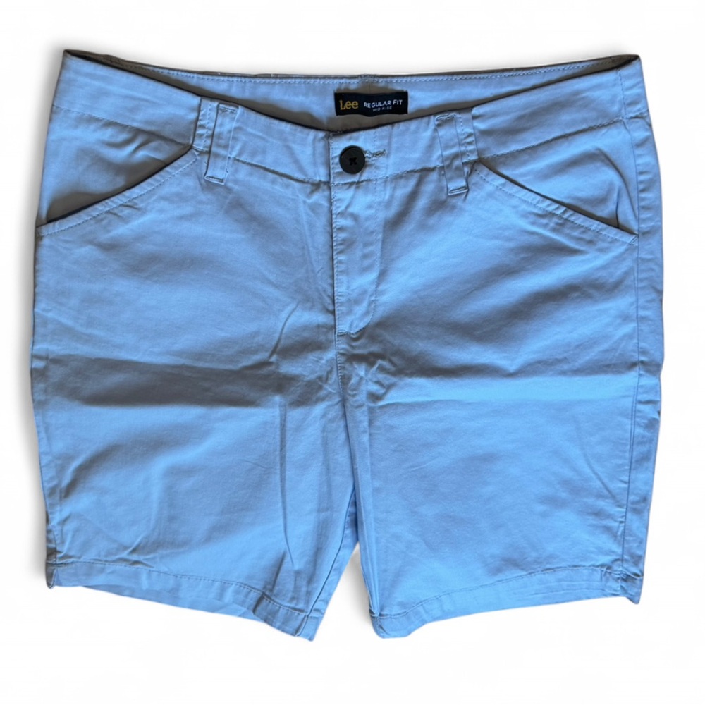 Lee - Women's Light Blue Flat Front Shorts - Picture 4 of 5